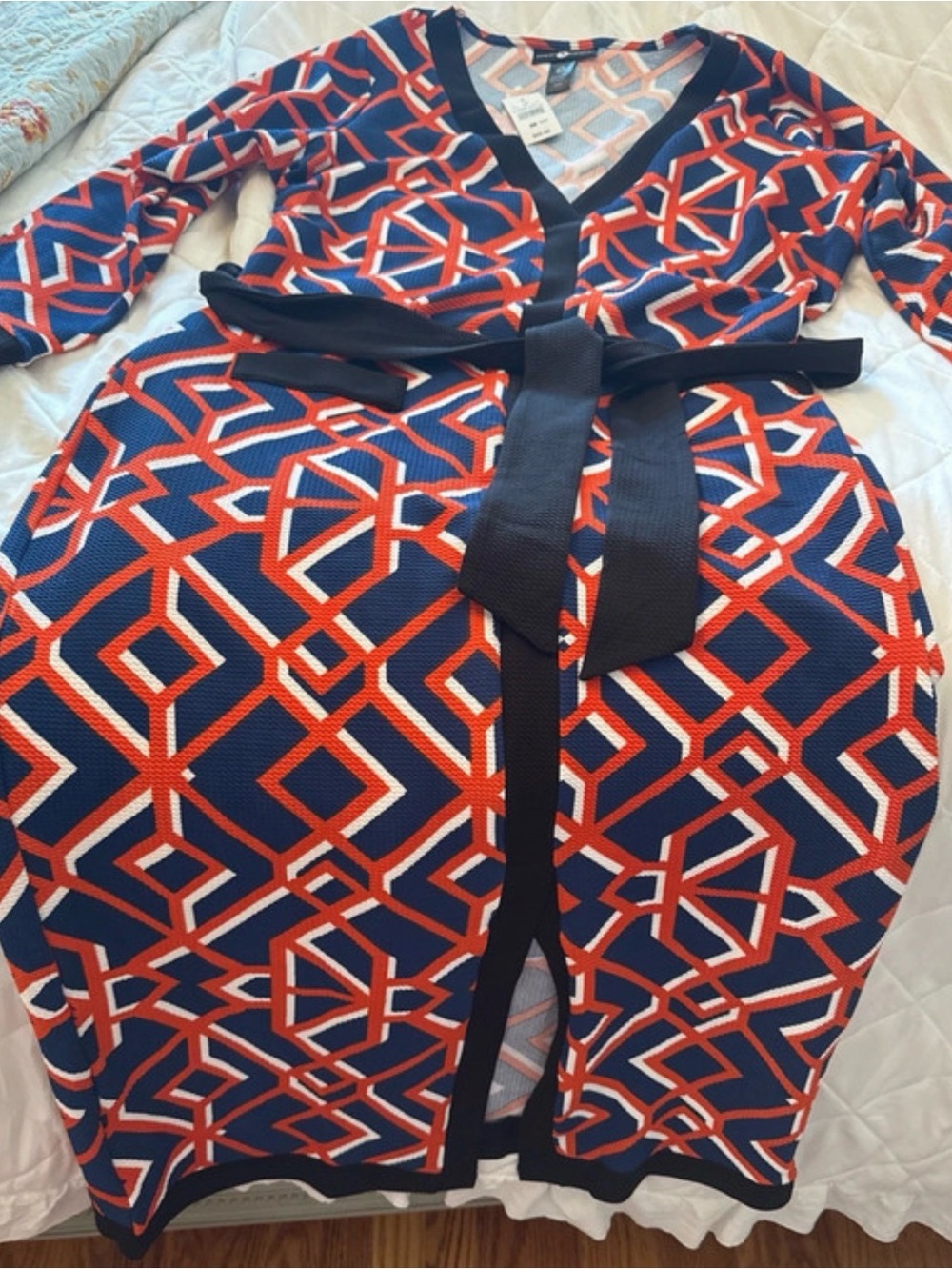 Ashley Stewart Geometric Print Belted Dress Size 18/20 NWT